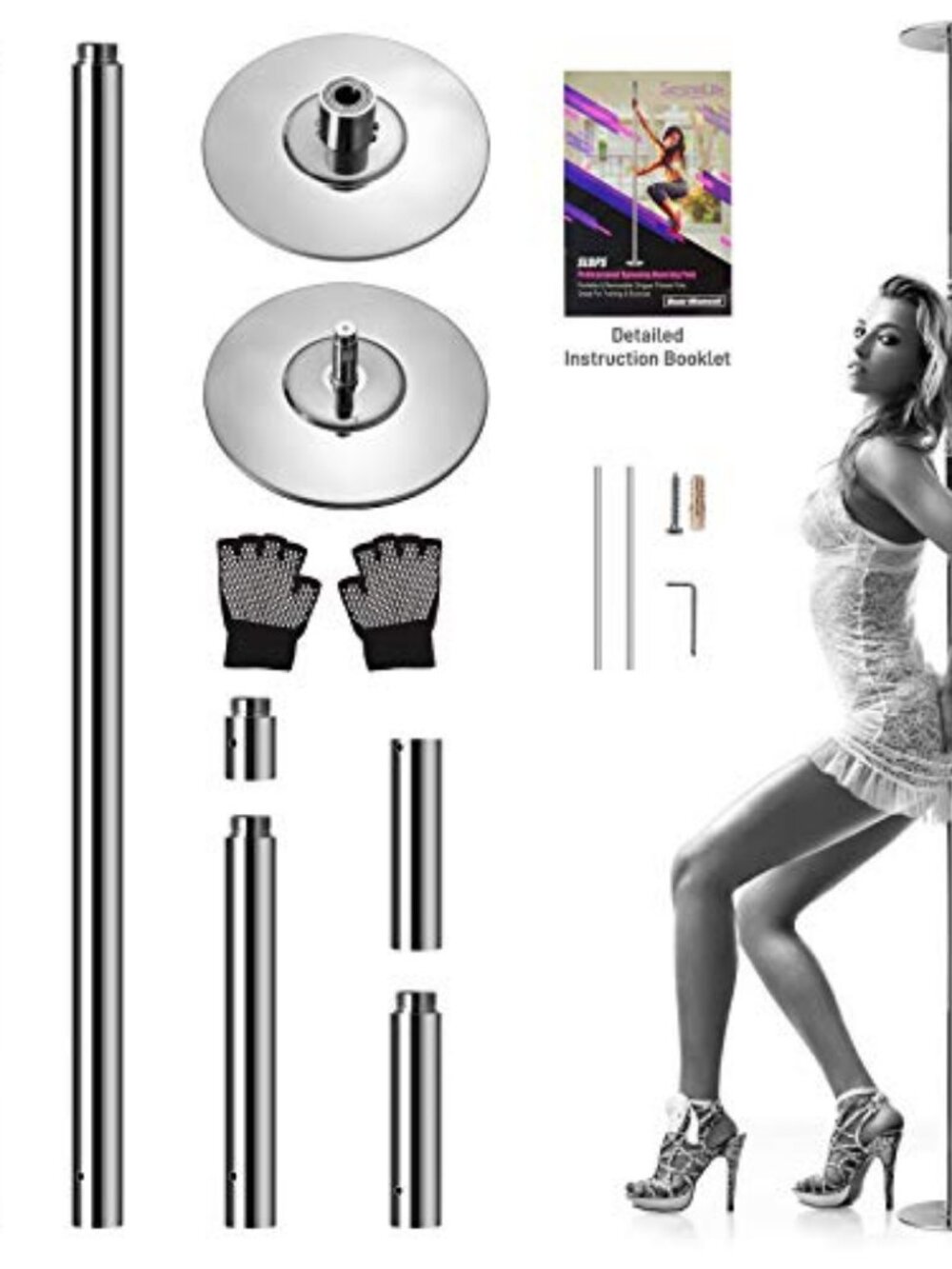 SereneLife - Professional Spinning Dancing Pole - Portable & Removable Fitness P